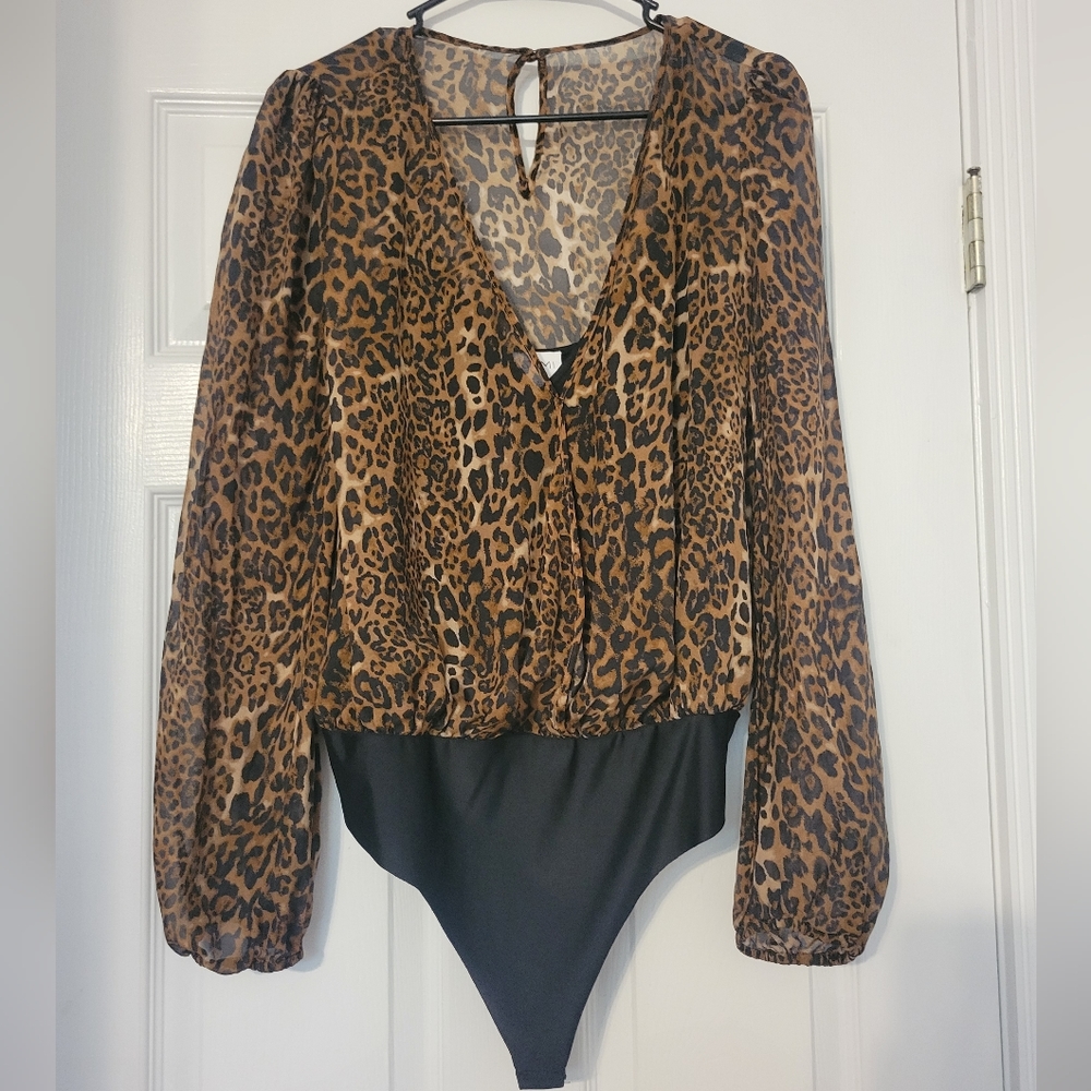 Cami NYC 100% Silk Body Cheetah Print Bodysuit